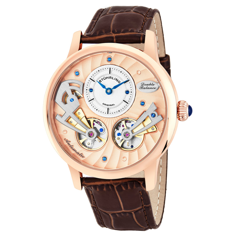 Legacy Rose Gold case/Leather strap/ Brass Dial | Semi-transparent Dial