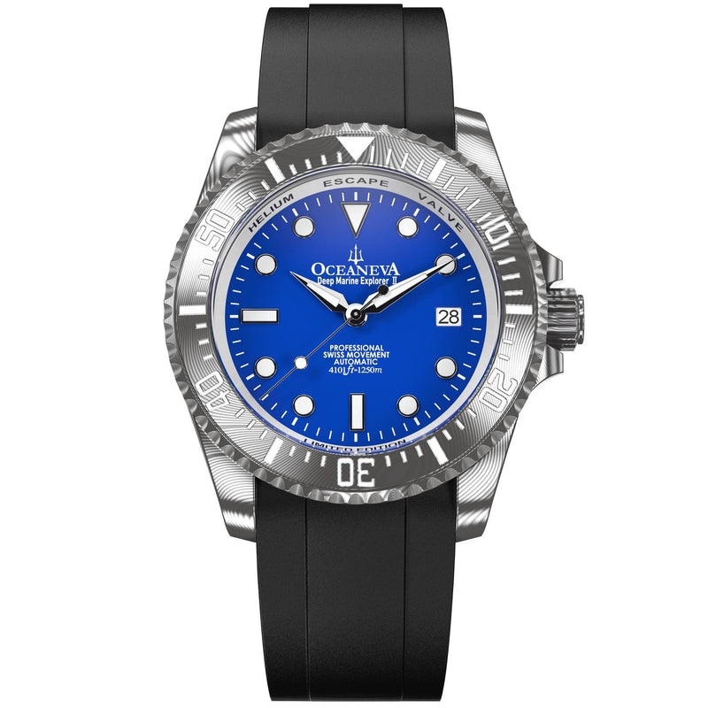 Damascus Swiss Automatic SW200 Deep Marine Explorer II Damascus/Blue Dial/Black Strap | Blue Dial