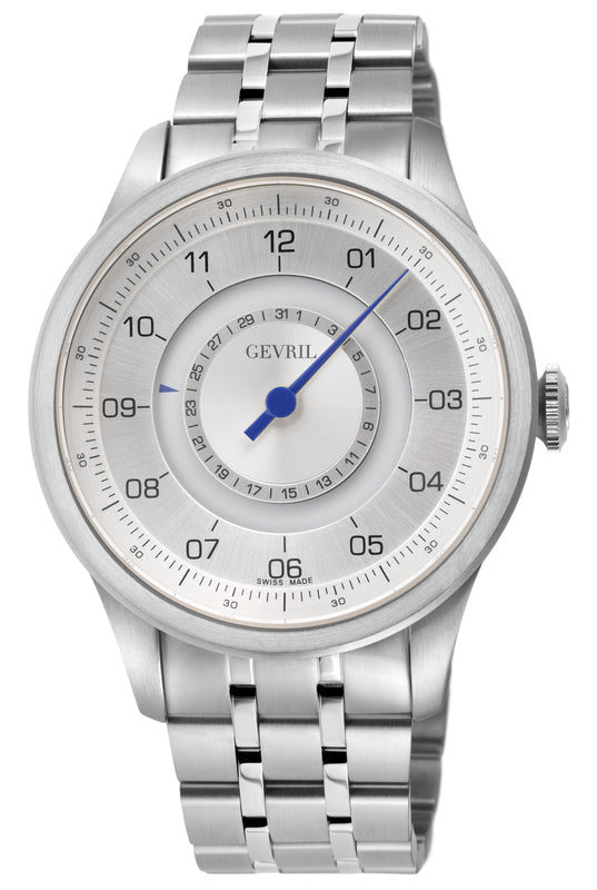 Jones Swiss automatic SW200 single handed watch Silver Silver | Silver Dial