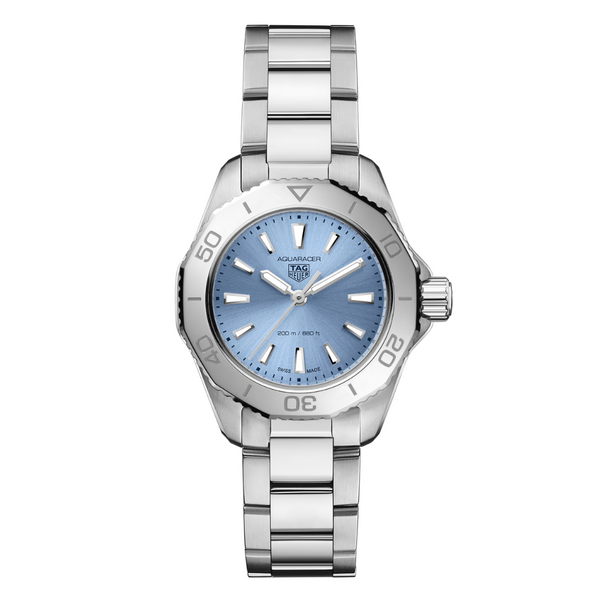 TAG HEUER AQUARACER PROFESSIONAL 30MM, W/R 200M, STEEL CASE & BRACELET, BLUE DIAL Light Blue Dial | Light Blue Dial