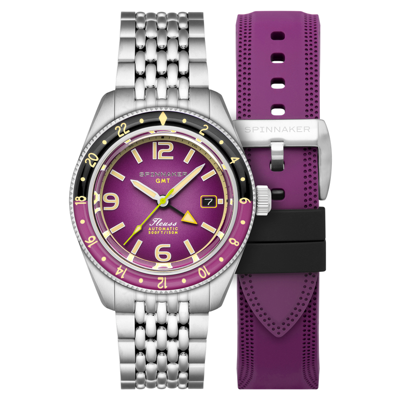 Fleuss GMT Automatic Purple/Stainless Steel | Purple Dial