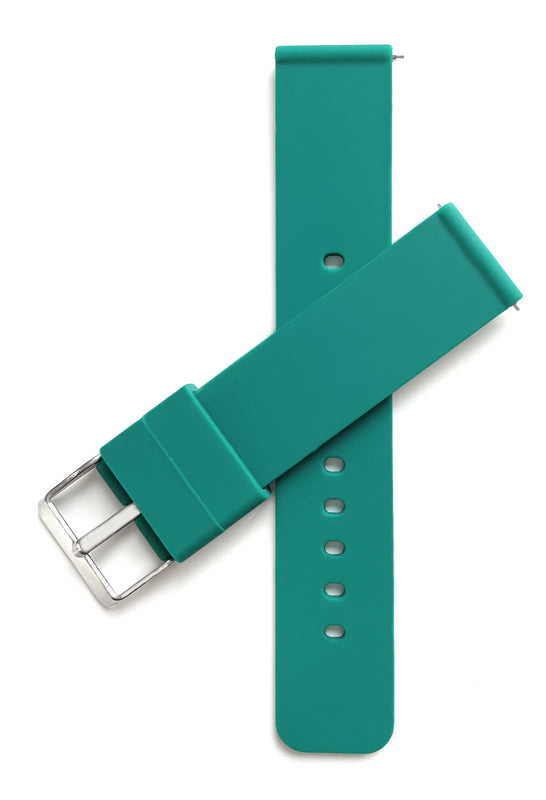 SIL.100 | Quick Release Slim Soft Rubber Silicone Watch Band - 22mm, Green 22mm / Green |  Dial