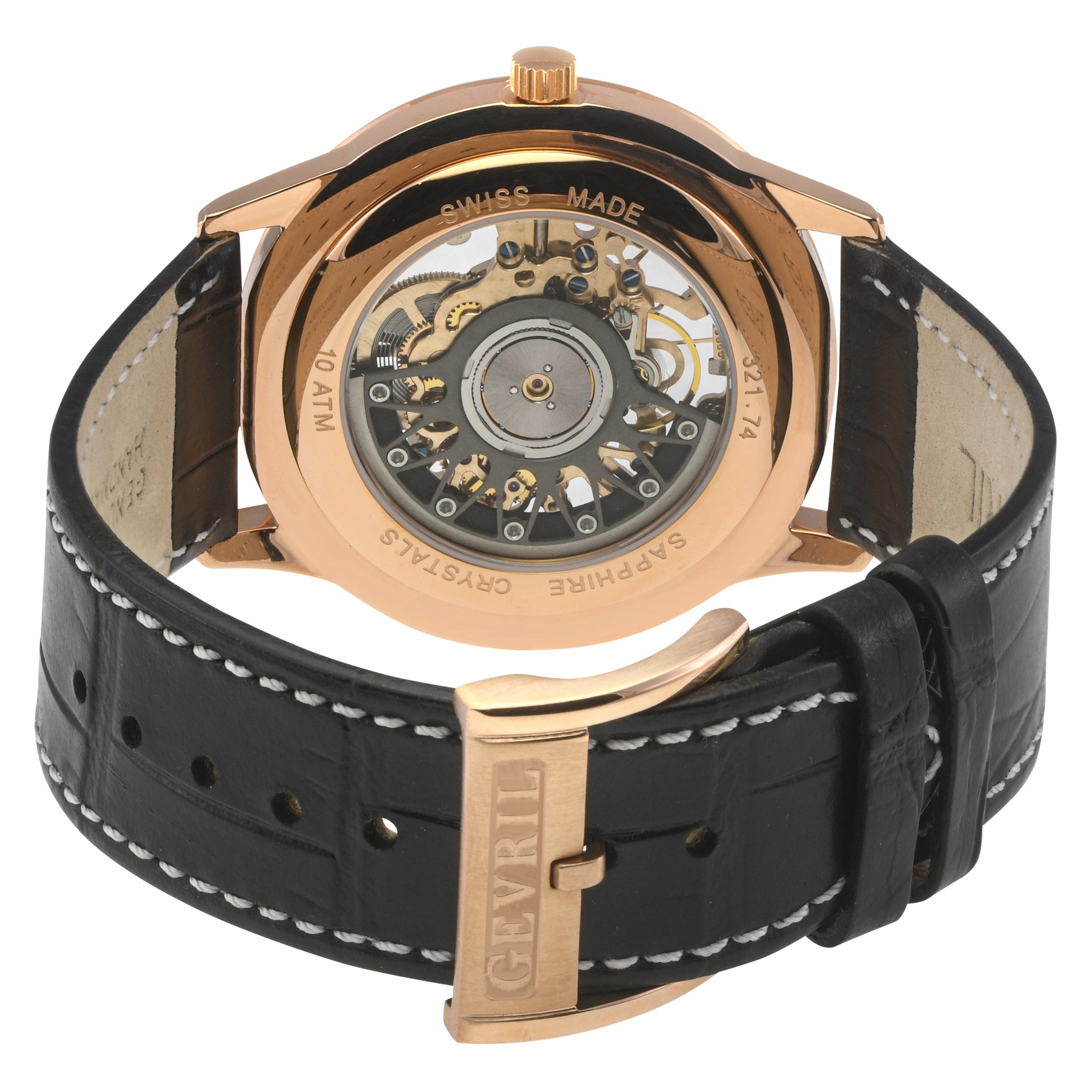 Five Points - Skeleton Slim ETA 2892 movement, Black Skeletal Dial, Black Italian Leather Strap | Black Skeleton Dial
