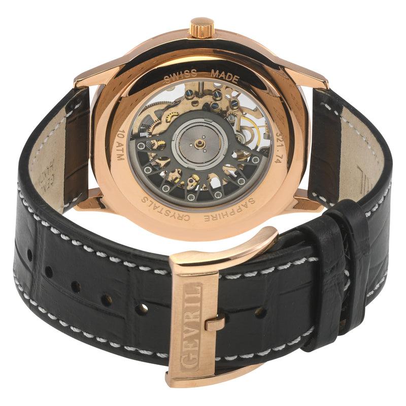 Five Points - Skeleton Slim ETA 2892 movement, Black Skeletal Dial, Black Italian Leather Strap | Black Skeleton Dial