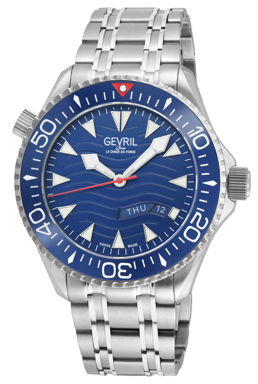 Hudson Yards Swiss Automatic Custom made SW220 - Day/Date display Diver watch, Blue Ceramic bezel, Unidirectional Rotating bezel. | Blue Dial
