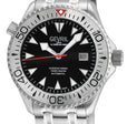 Hudson Yards Swiss Made Automatic SW200 Diver watch Silver Tungsten bezel, Unidirectional Rotating bezel. | Black Dial