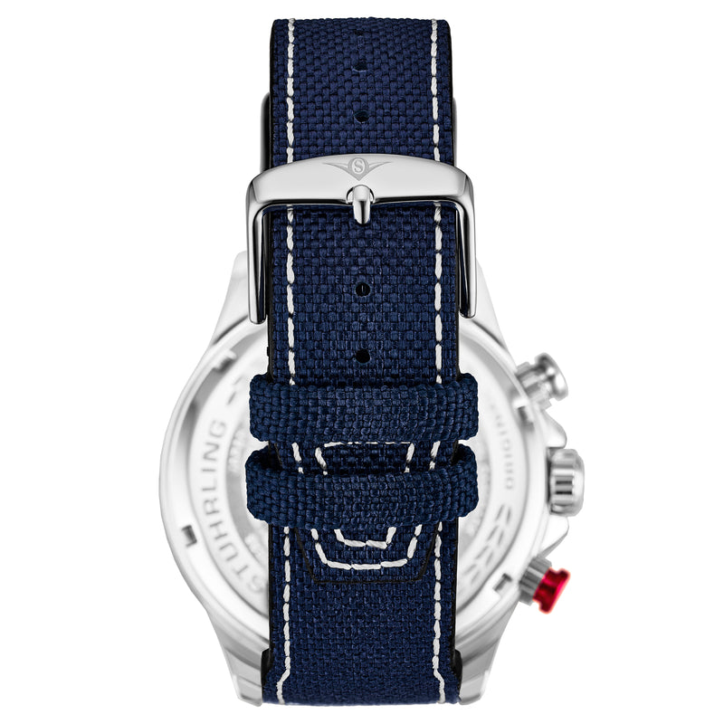 Cordura Quartz 45mm Aviator Blue/Leather | Blue Dial