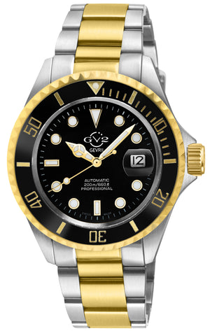 Liguria GV2 by Gevril Swiss Automatic, Black Dial, Black Bezel, SS/IPYG  Bracelet | Black Dial