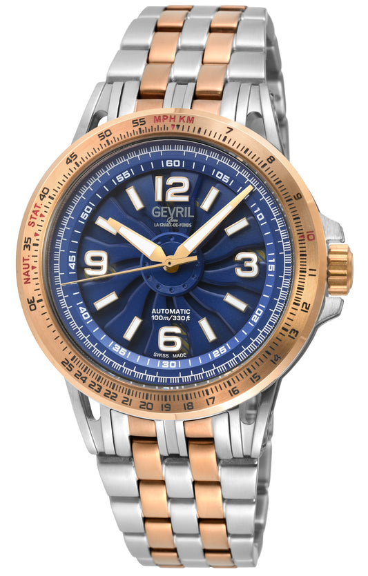Wind Master Automatic Gevril Men's Automatic Wind Master Blue Dial IPRG Stainless Steel Bracelet | Blue Dial