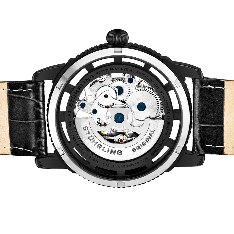 Legacy Automatic Black Skeleton Watch Black/Leather | Black Dial