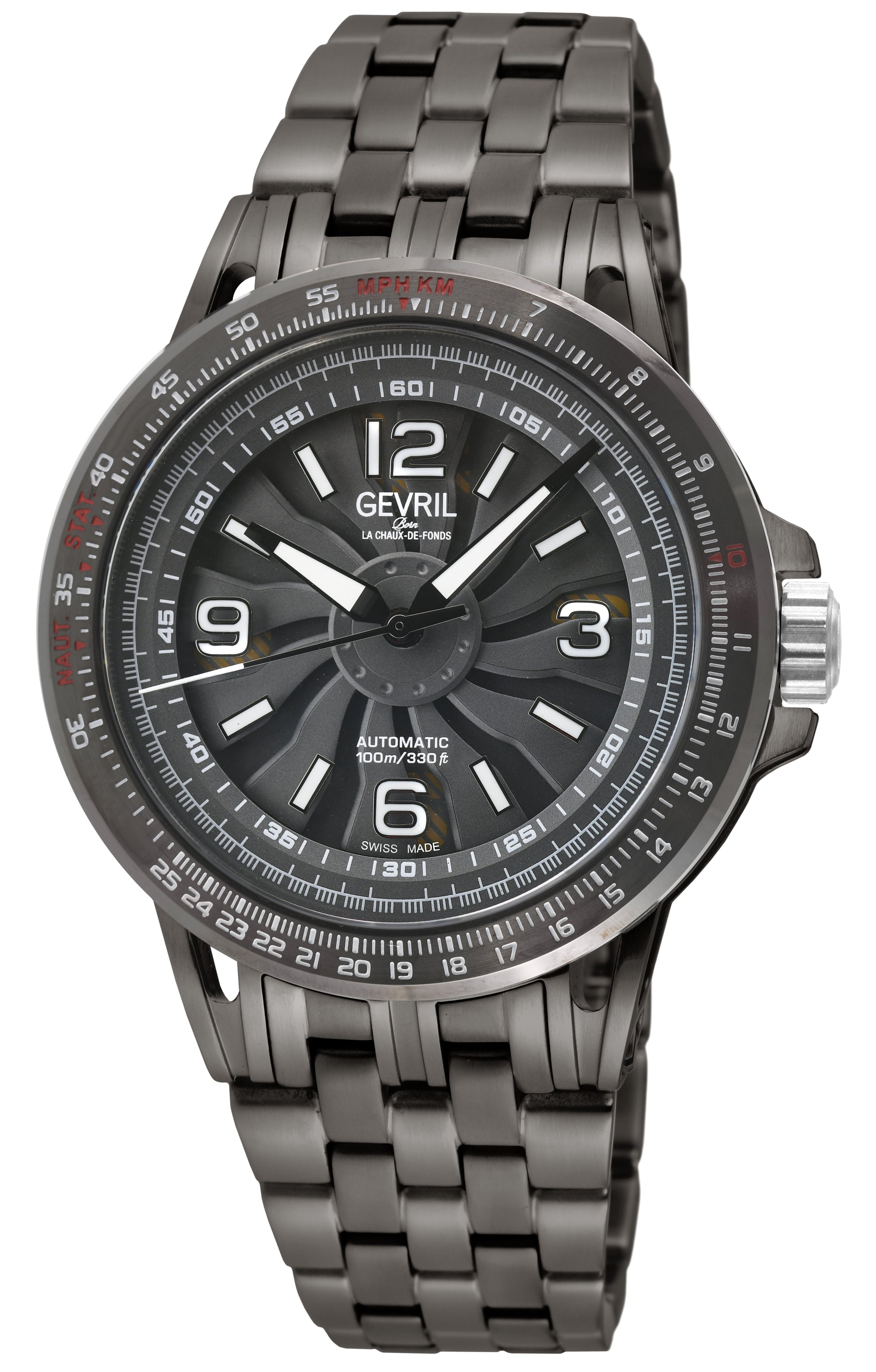 Wind Master Automatic Gevril Men's Automatic Wind Master Gray Dial IP/GUN Stainless Steel Bracelet | Gray Dial