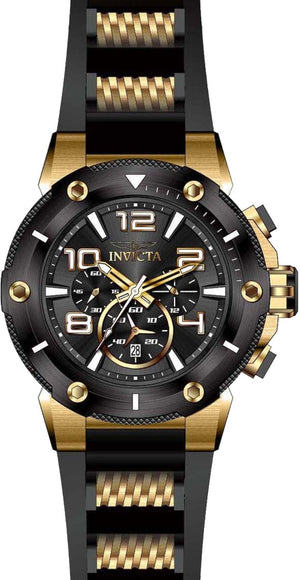 Speedway Chronograph Black Dial / Two-Tone Black / Gold Silicone And Stainless Steel Strap Black Dial