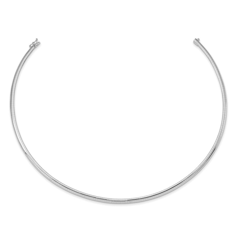 14k White Gold 4mm Domed Omega Necklace 1435 |  Dial