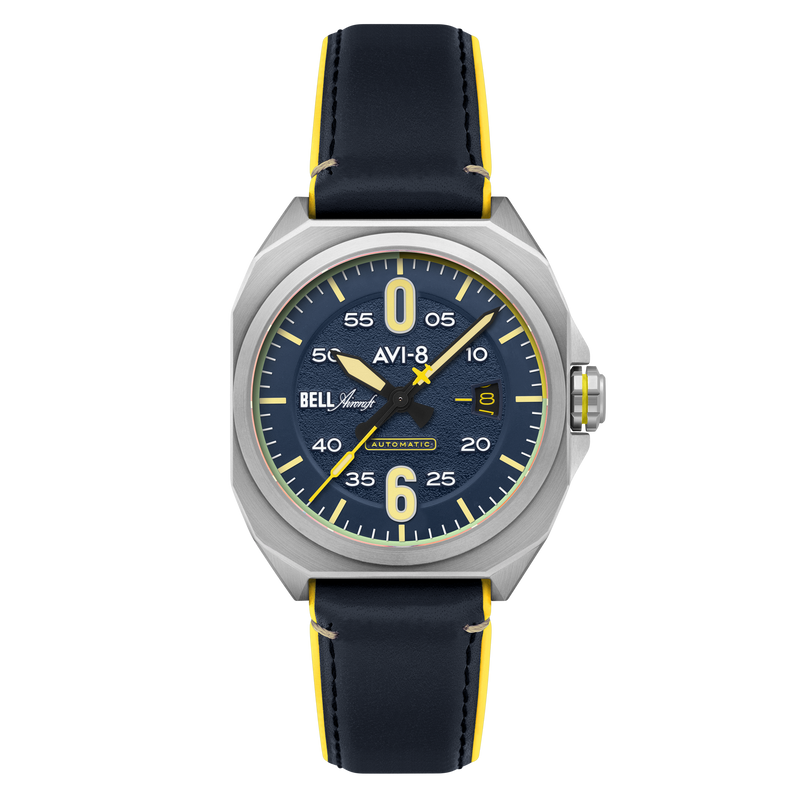 Bell X-1 Machbuster Automatic Blue / Blue Hybrid leather and rubber strap Blue Dial