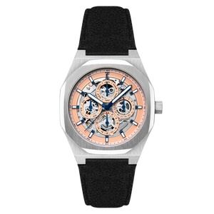 Discovery Drake Triple Calendar Skeleton Automatic Pink / Genuine Leather | Pink Dial