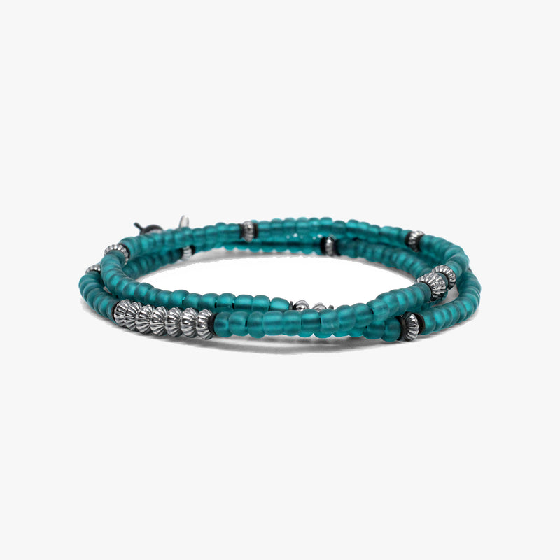 Turquoise Czech Glass, Sterling M (7.25" Wrist) |  Dial