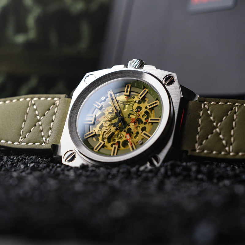 Altimeter Skeleton Automatic Green / Leather | Green Dial