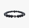 Etched sterling skull, striped black agate M (7.25" Wrist) |  Dial
