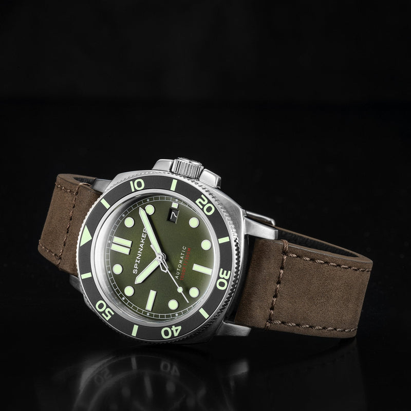 Hull Diver Green / Leather | Green Dial