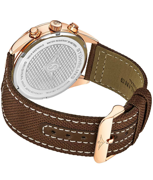 Aviator Rose Dial/ Brown Nylon | Rose Gold Dial