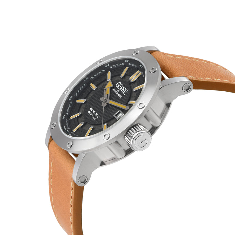 Flat Iron Swiss Made Automatic, 42mm Stainless Steel, Black Dial, 316L Brown Italian Leather | Black Dial