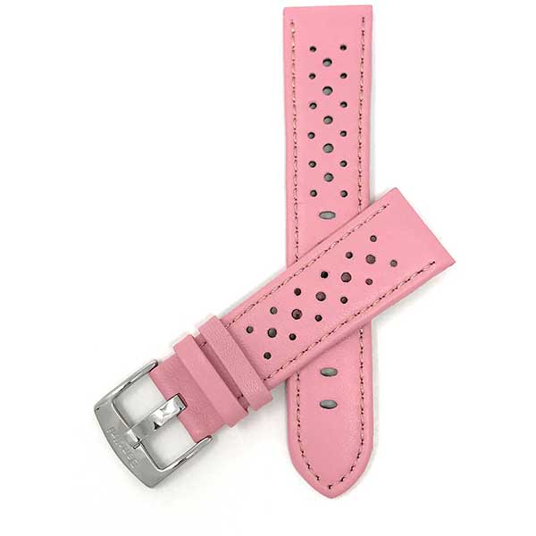 503 | Pink 20mm Mens Leather Rally Strap, Perforated Racing Watch Band Pink |  Dial