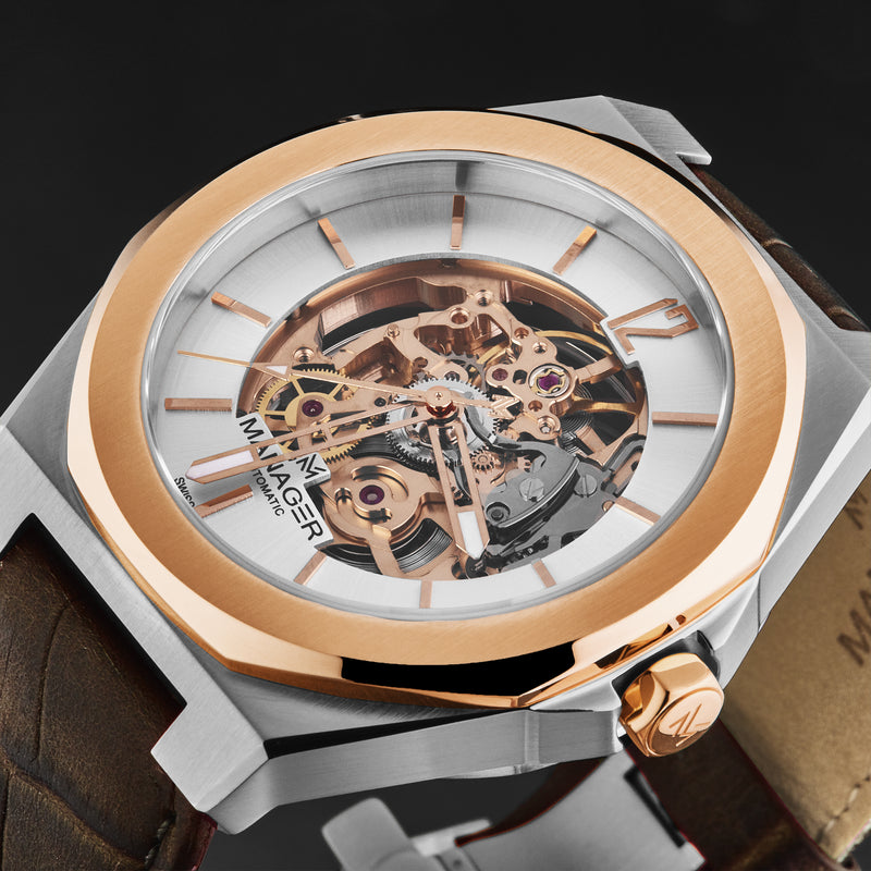 Open mind MAN-RO-05-BL / Silver / Leather | Silver Dial