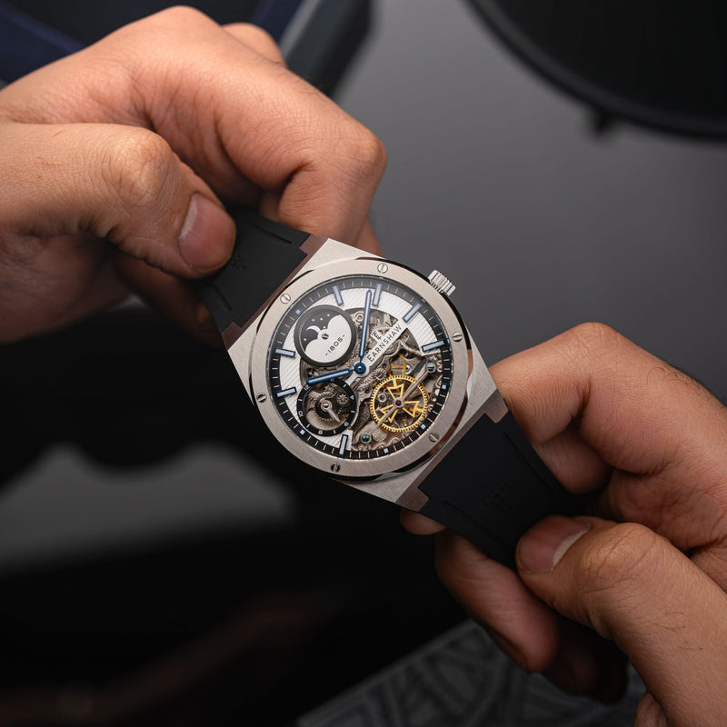 Drake Dual Time Automatic White / Black Silicone | White Dial