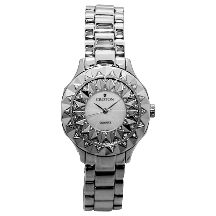Croton Women's Quartz Crystal Accented Beveled Bracelet Watch  |  Dial