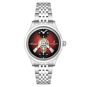 Dalton Fume Red  / Silver Stainless Steel Bracelet Red Dial