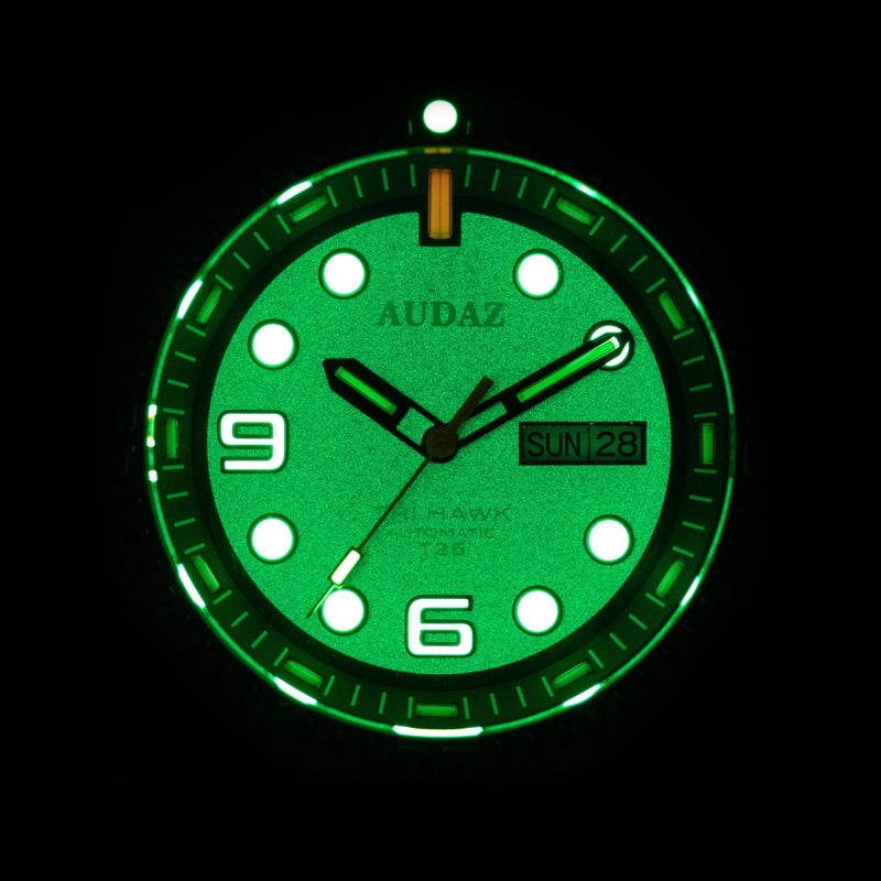 Tri-Hawk Tritium Black with Luminous Glow Black Dial