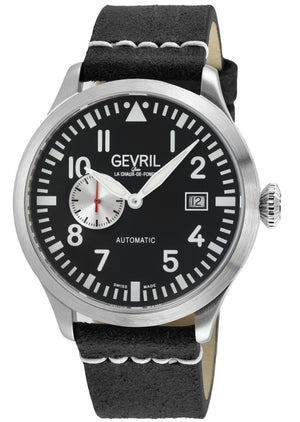 Vaughn Swiss automatic SA110, Black Dial, Black Handmade Leather Strap | Black Dial