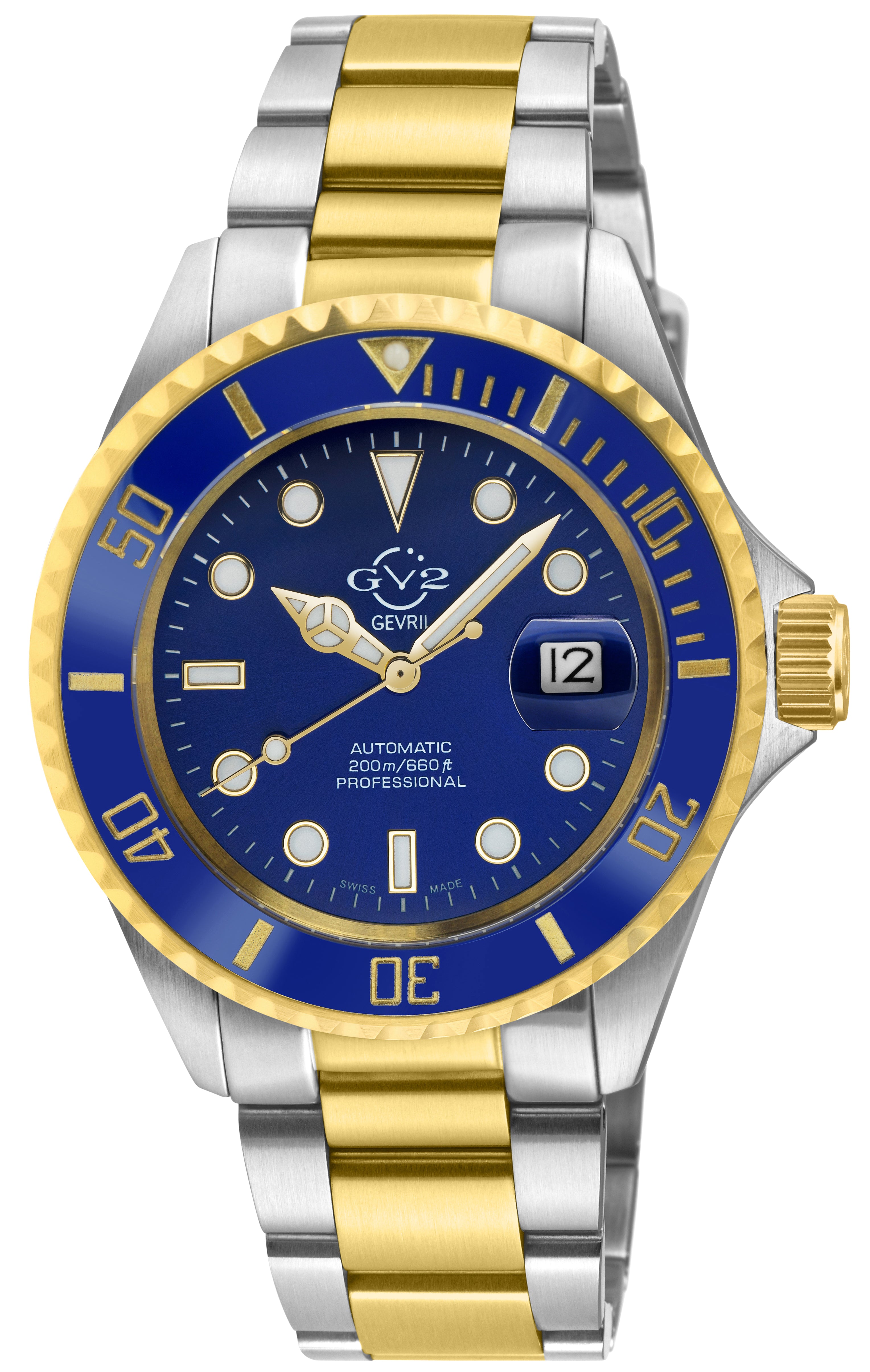 Liguria GV2 by Gevril Swiss Automatic, Blue Dial, Blue Bezel, SS