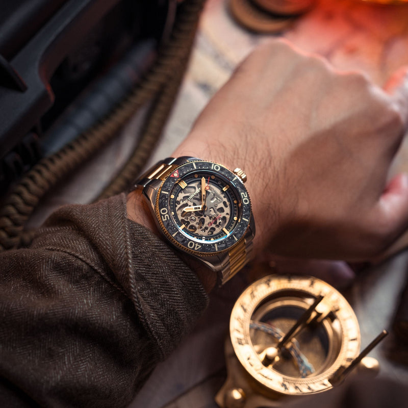 Croft 42 Skeleton Automatic Black / Two-tone Stainless Steel | Black Dial