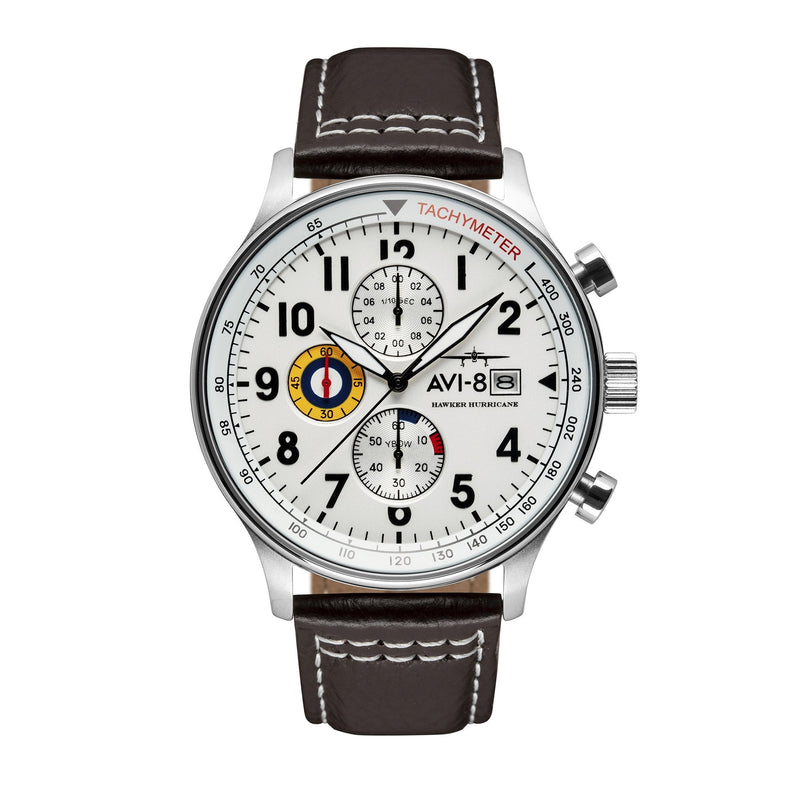 Hawker Hurricane Classic Chronograph White / Leather | White Dial