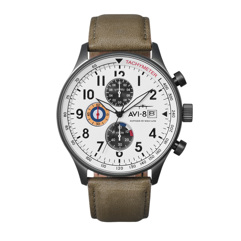 Hawker Hurricane Classic Chronograph White / Gray / Leather | White Dial