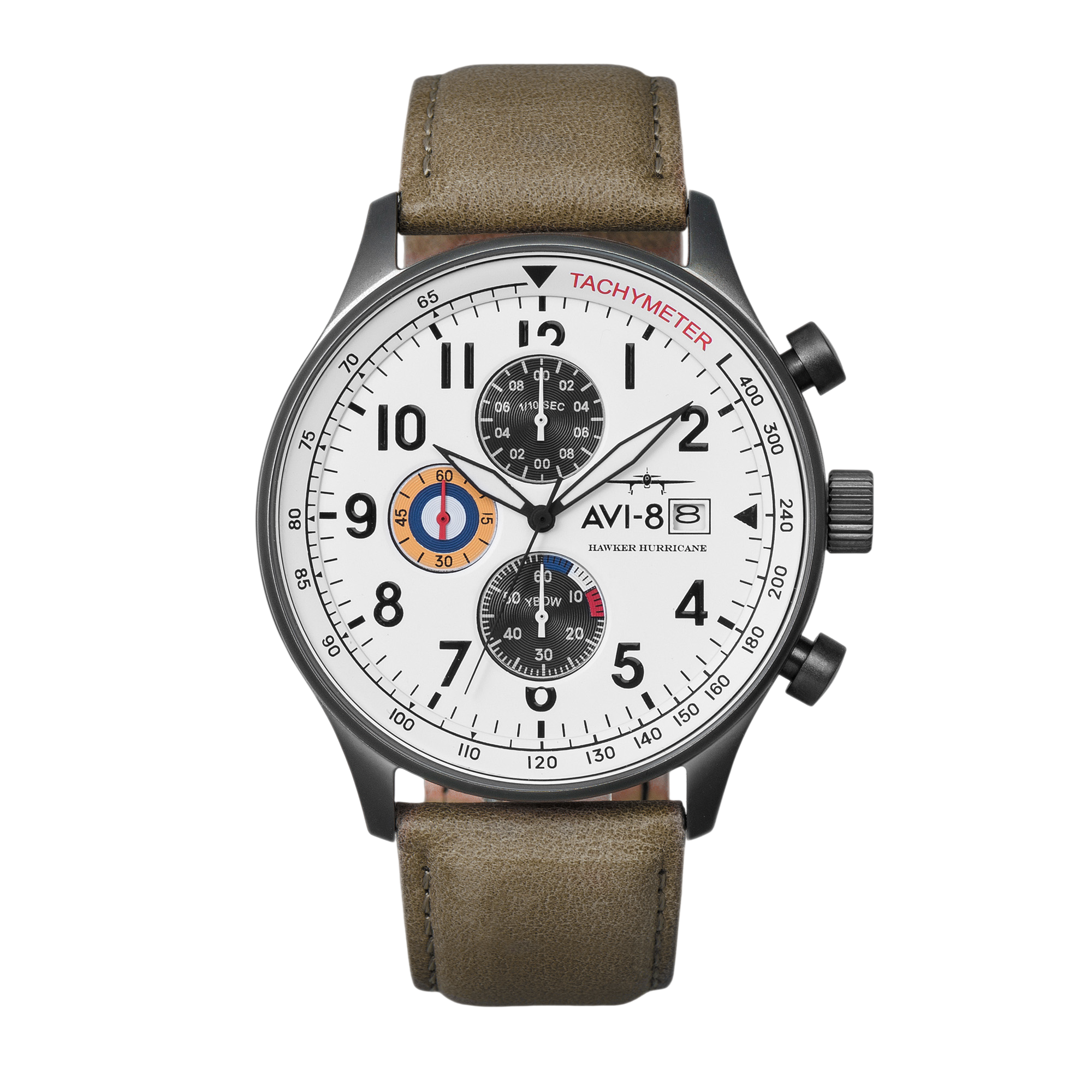 Hawker Hurricane Classic Chronograph White / Gray / Leather | White Dial