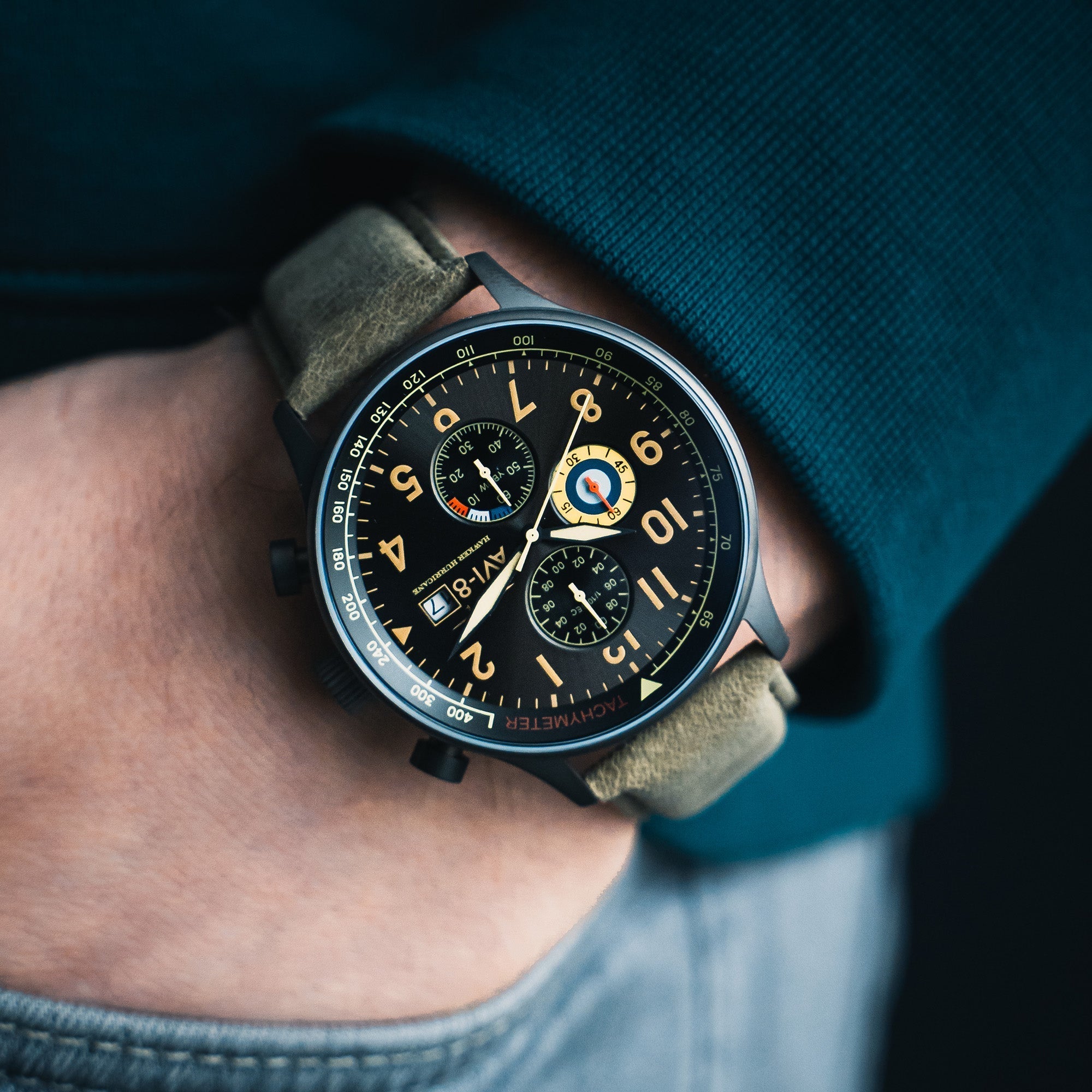 Hawker Hurricane Classic Chronograph Gray Dial / Leather | Gray Dial