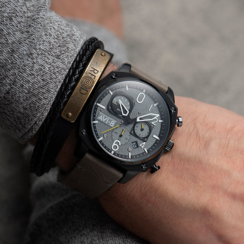 Hawker Hunter Retrograde Chronograph Gray / Leather | Gray Dial