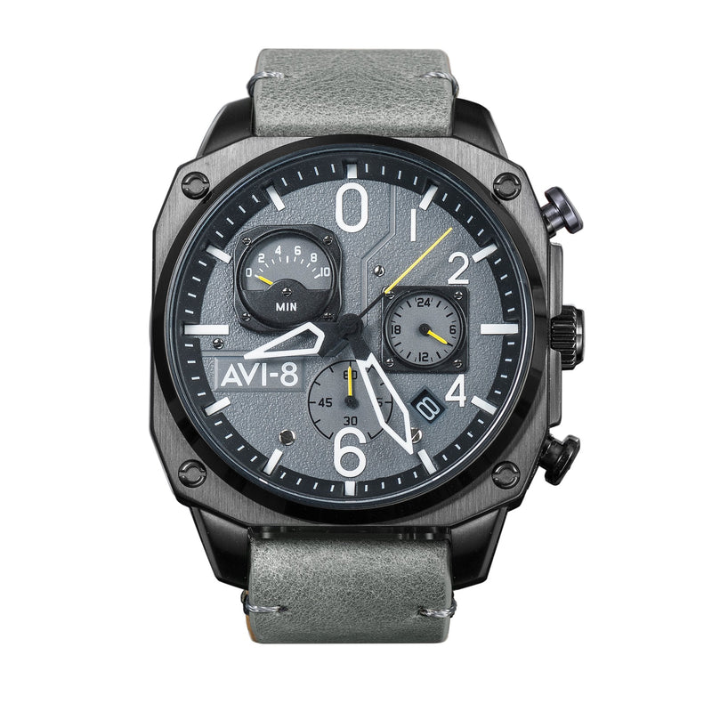 Hawker Hunter Retrograde Chronograph Gray / Leather | Gray Dial