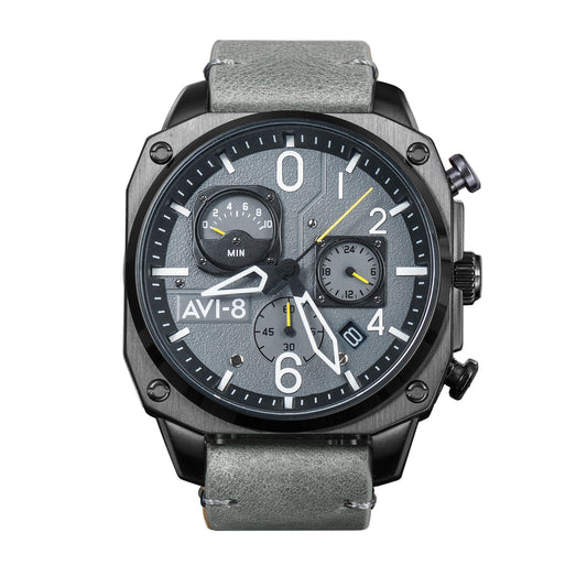 Hawker Hunter Retrograde Chronograph Gray / Leather | Gray Dial