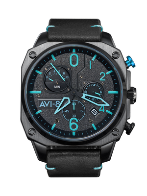 Hawker Hunter Retrograde Chronograph Black & Blue Dial / Leather | Black Dial