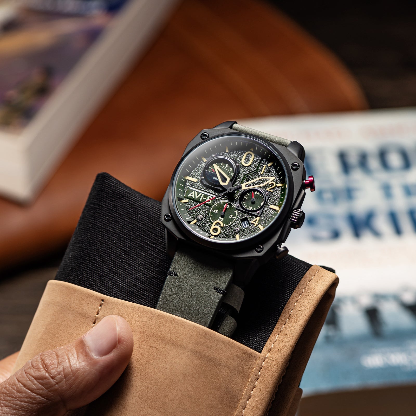 Hawker Hunter Retrograde Chronograph Green Dial / Leather | Green