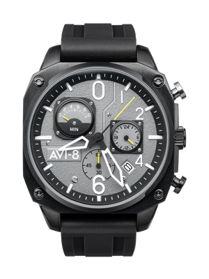 Hawker Hunter Retrograde Chronograph Gray / Rubber | Gray Dial