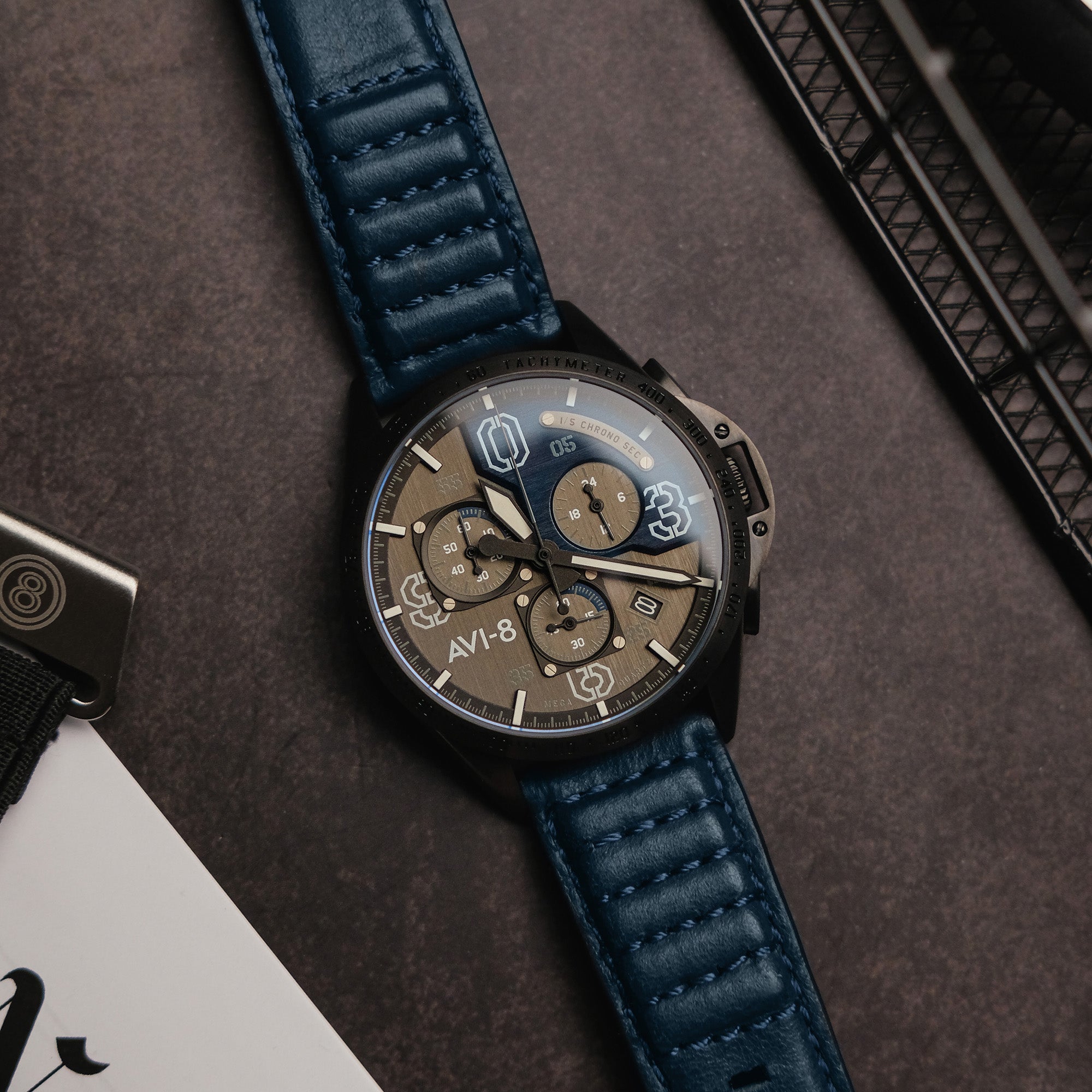 P51 Mustang Blakeslee Chronograph Gray / Leather Gray Dial