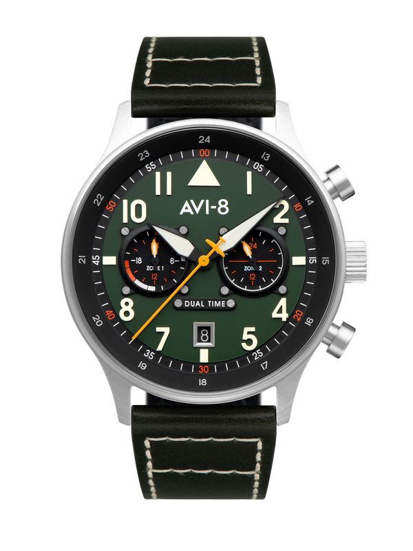 Hawker Hurricane Carey Dual Time Merville | Green Dial – Watch Gang Hawker Hurricane Carey Dual Time Merville | Green Dial – Watch Gang