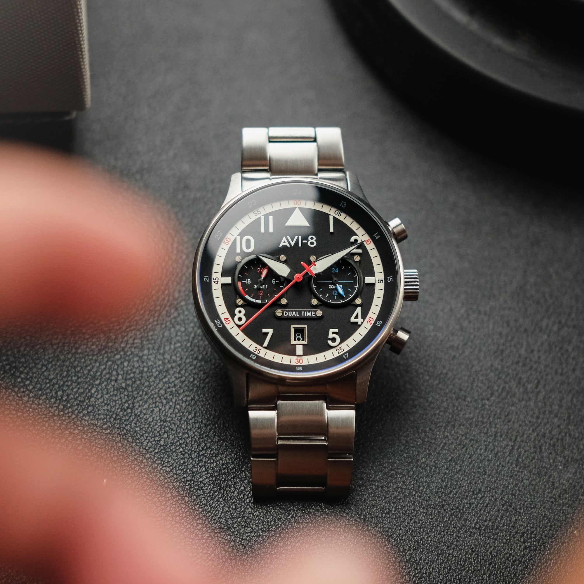 Hawker Hurricane Carey Dual Time Black & Stainless Steel