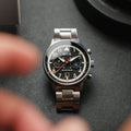 Hawker Hurricane Carey Dual Time Black & Stainless Steel / Stainless Steel | Black Dial