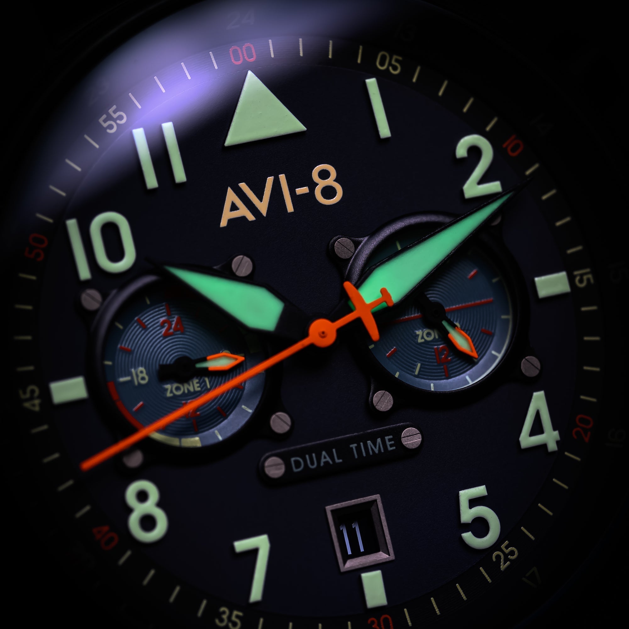 Hawker Hurricane Carey Dual Time Blue & Stainless Steel /  Stainless Steel | Blue Dial