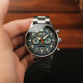 Hawker Hurricane Carey Dual Time Blue & Stainless Steel /  Stainless Steel | Blue Dial